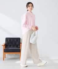 K2BFD28049 a.v.v(アー・ヴェ・ヴェ) ストライプ柄クロップドシャツ ピンク