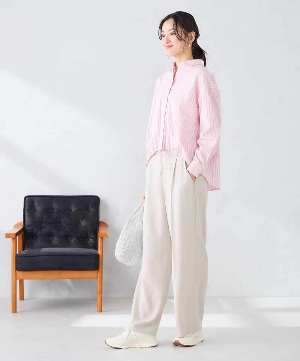 K2BFD28049 a.v.v(アー・ヴェ・ヴェ) ストライプ柄クロップドシャツ ピンク