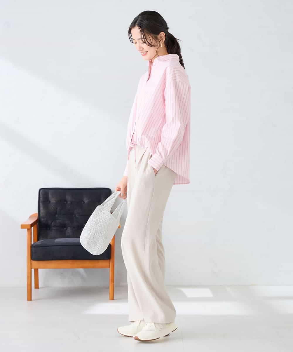 K2BFD28049 a.v.v(アー・ヴェ・ヴェ) ストライプ柄クロップドシャツ ピンク