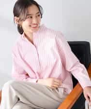 K2BFD28049 a.v.v(アー・ヴェ・ヴェ) ストライプ柄クロップドシャツ ピンク