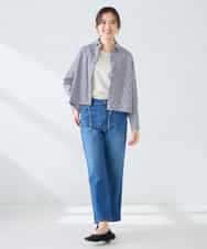 K2BFD28049 a.v.v(アー・ヴェ・ヴェ) ストライプ柄クロップドシャツ ピンク