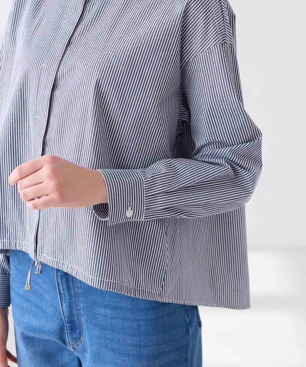 K2BFD28049 a.v.v(アー・ヴェ・ヴェ) ストライプ柄クロップドシャツ ピンク