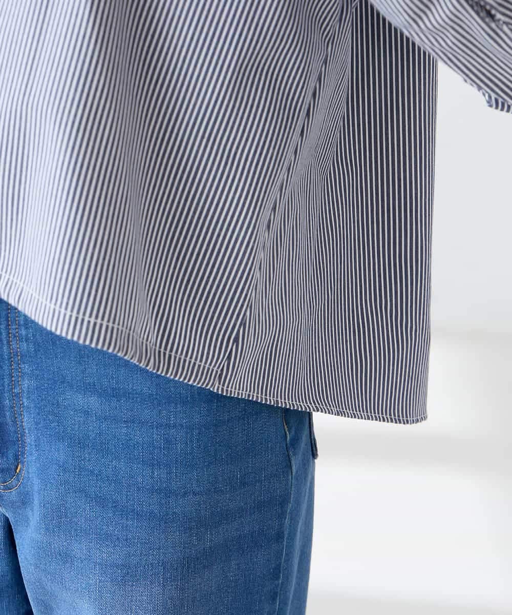 K2BFD28049 a.v.v(アー・ヴェ・ヴェ) ストライプ柄クロップドシャツ ピンク