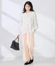 K2BFD34049 a.v.v(アー・ヴェ・ヴェ) フリルネックボウタイブラウス ネイビー