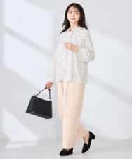 K2BFD34049 a.v.v(アー・ヴェ・ヴェ) フリルネックボウタイブラウス ネイビー