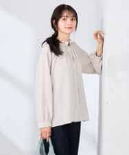 K2BFD34049 a.v.v(アー・ヴェ・ヴェ) フリルネックボウタイブラウス ネイビー