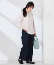 K2BFD34049 a.v.v(アー・ヴェ・ヴェ) フリルネックボウタイブラウス ネイビー