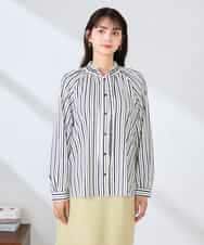 K2BFD34049 a.v.v(アー・ヴェ・ヴェ) フリルネックボウタイブラウス ネイビー