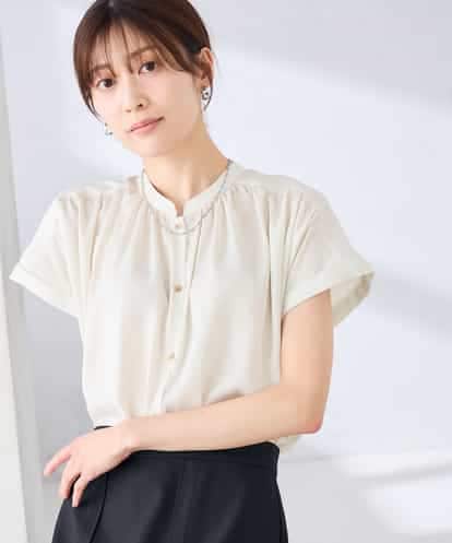 K2BGD05039 a.v.v 【接触冷感/UVカット】サテンギャザーブラウス【吸水速乾/イージーケア】