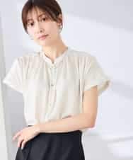 K2BGD05039 a.v.v(アー・ヴェ・ヴェ) 【接触冷感/UVカット】サテンギャザーブラウス【吸水速乾/イージーケア】 ホワイト