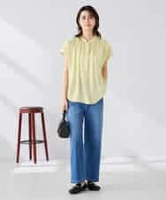 K2BGD05039 a.v.v(アー・ヴェ・ヴェ) 【接触冷感/UVカット】サテンギャザーブラウス【吸水速乾/イージーケア】 ダークグレー