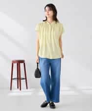 K2BGD05039 a.v.v(アー・ヴェ・ヴェ) 【接触冷感/UVカット】サテンギャザーブラウス【吸水速乾/イージーケア】 ダークグレー