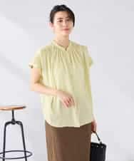 K2BGD05039 a.v.v(アー・ヴェ・ヴェ) 【接触冷感/UVカット】サテンギャザーブラウス【吸水速乾/イージーケア】 ダークグレー