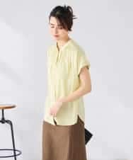 K2BGD05039 a.v.v(アー・ヴェ・ヴェ) 【接触冷感/UVカット】サテンギャザーブラウス【吸水速乾/イージーケア】 ダークグレー