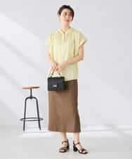 K2BGD05039 a.v.v(アー・ヴェ・ヴェ) 【接触冷感/UVカット】サテンギャザーブラウス【吸水速乾/イージーケア】 ダークグレー