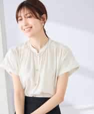 K2BGD05039 a.v.v(アー・ヴェ・ヴェ) 【接触冷感/UVカット】サテンギャザーブラウス【吸水速乾/イージーケア】 ダークグレー