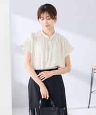 K2BGD05039 a.v.v(アー・ヴェ・ヴェ) 【接触冷感/UVカット】サテンギャザーブラウス【吸水速乾/イージーケア】 ダークグレー