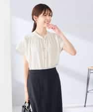 K2BGD05039 a.v.v(アー・ヴェ・ヴェ) 【接触冷感/UVカット】サテンギャザーブラウス【吸水速乾/イージーケア】 ダークグレー