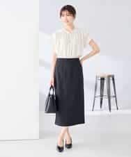 K2BGD05039 a.v.v(アー・ヴェ・ヴェ) 【接触冷感/UVカット】サテンギャザーブラウス【吸水速乾/イージーケア】 ダークグレー