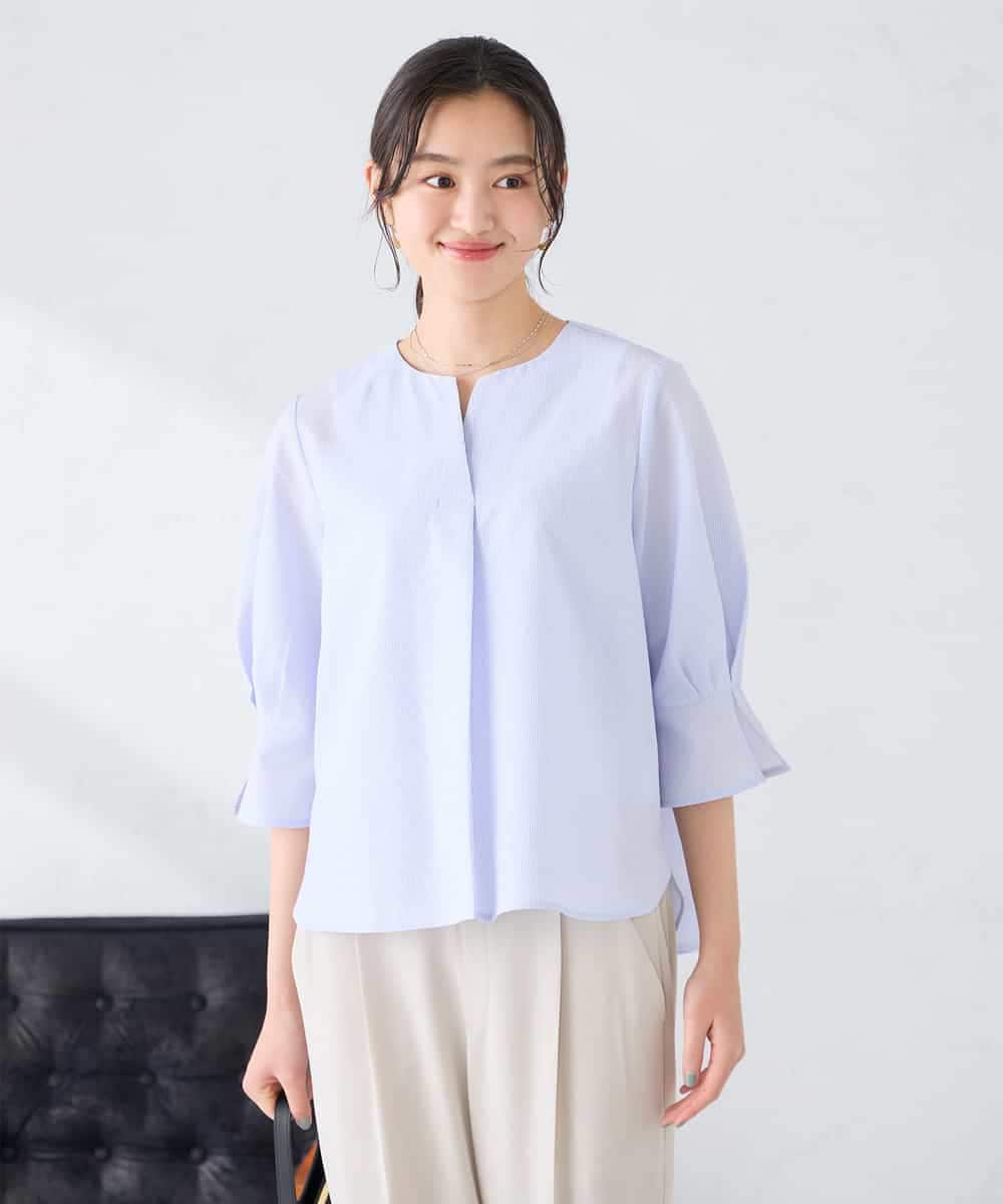 K2BGD08044 a.v.v(アー・ヴェ・ヴェ) ソフトサッカースキッパーブラウス ライトブルー