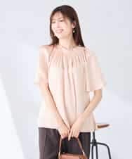 K2BGD14039 a.v.v(アー・ヴェ・ヴェ) エアリーサテンシャーリングネックブラウス ピンク