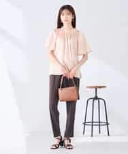 K2BGD14039 a.v.v(アー・ヴェ・ヴェ) エアリーサテンシャーリングネックブラウス ピンク