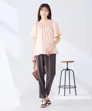 K2BGD14039 a.v.v(アー・ヴェ・ヴェ) エアリーサテンシャーリングネックブラウス ピンク