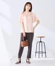 K2BGD14039 a.v.v(アー・ヴェ・ヴェ) エアリーサテンシャーリングネックブラウス ピンク