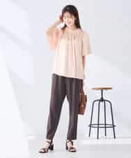 K2BGD14039 a.v.v(アー・ヴェ・ヴェ) エアリーサテンシャーリングネックブラウス ピンク