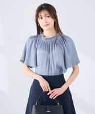 K2BGD14039 a.v.v(アー・ヴェ・ヴェ) エアリーサテンシャーリングネックブラウス ピンク