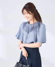 K2BGD14039 a.v.v(アー・ヴェ・ヴェ) エアリーサテンシャーリングネックブラウス ピンク