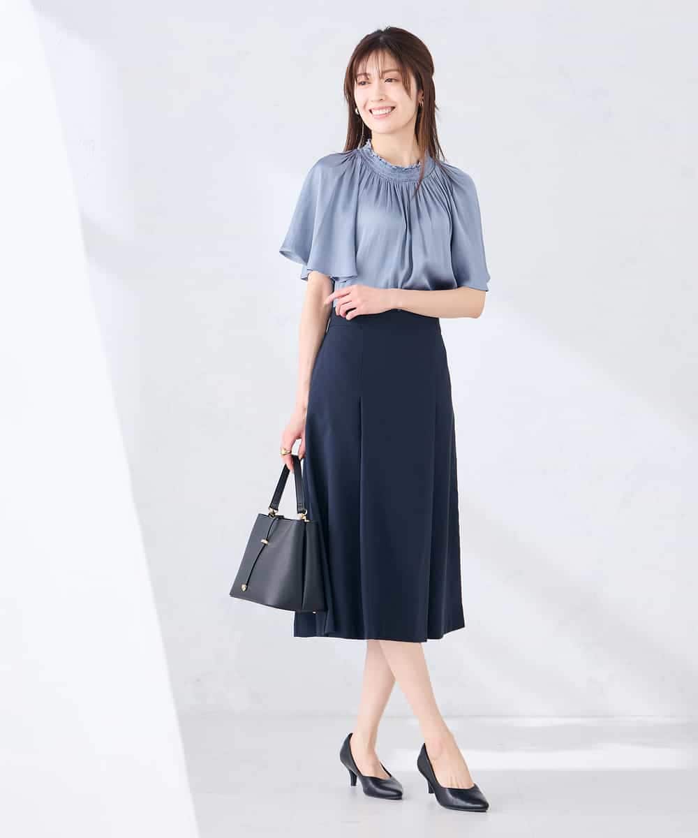 K2BGD14039 a.v.v(アー・ヴェ・ヴェ) エアリーサテンシャーリングネックブラウス ピンク