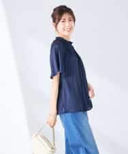 K2BGD14039 a.v.v(アー・ヴェ・ヴェ) エアリーサテンシャーリングネックブラウス ピンク