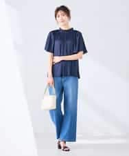 K2BGD14039 a.v.v(アー・ヴェ・ヴェ) エアリーサテンシャーリングネックブラウス ピンク