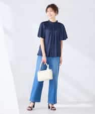 K2BGD14039 a.v.v(アー・ヴェ・ヴェ) エアリーサテンシャーリングネックブラウス ピンク