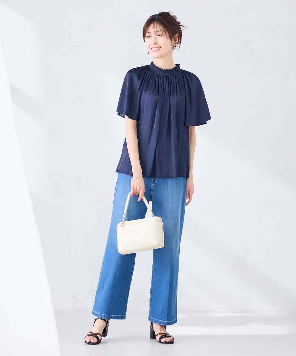 K2BGD14039 a.v.v(アー・ヴェ・ヴェ) エアリーサテンシャーリングネックブラウス ピンク