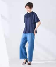 K2BGD14039 a.v.v(アー・ヴェ・ヴェ) エアリーサテンシャーリングネックブラウス ピンク