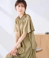 K2BGD14039 a.v.v(アー・ヴェ・ヴェ) エアリーサテンシャーリングネックブラウス ピンク