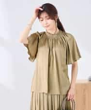 K2BGD14039 a.v.v(アー・ヴェ・ヴェ) エアリーサテンシャーリングネックブラウス ピンク