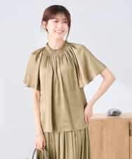 K2BGD14039 a.v.v(アー・ヴェ・ヴェ) エアリーサテンシャーリングネックブラウス ピンク