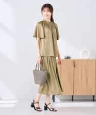 K2BGD14039 a.v.v(アー・ヴェ・ヴェ) エアリーサテンシャーリングネックブラウス ピンク