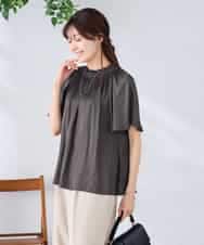 K2BGD14039 a.v.v(アー・ヴェ・ヴェ) エアリーサテンシャーリングネックブラウス ピンク