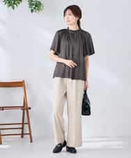 K2BGD14039 a.v.v(アー・ヴェ・ヴェ) エアリーサテンシャーリングネックブラウス ピンク