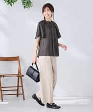 K2BGD14039 a.v.v(アー・ヴェ・ヴェ) エアリーサテンシャーリングネックブラウス ピンク