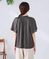 K2BGD14039 a.v.v(アー・ヴェ・ヴェ) エアリーサテンシャーリングネックブラウス ピンク