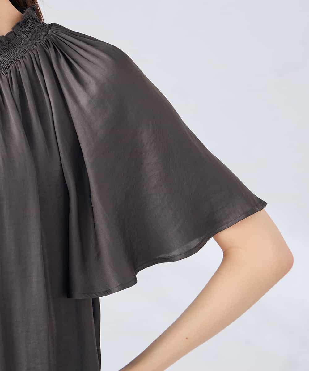 K2BGD14039 a.v.v(アー・ヴェ・ヴェ) エアリーサテンシャーリングネックブラウス ピンク