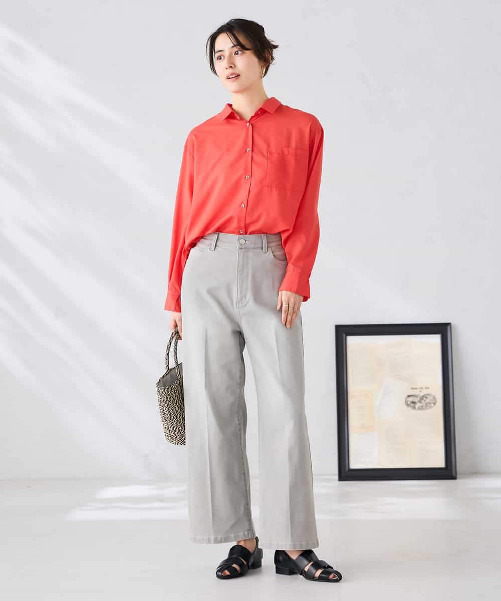 K2BGD15044 a.v.v(アー・ヴェ・ヴェ) バックタックシアーシャツ【接触冷感/イージーケア】 レッド