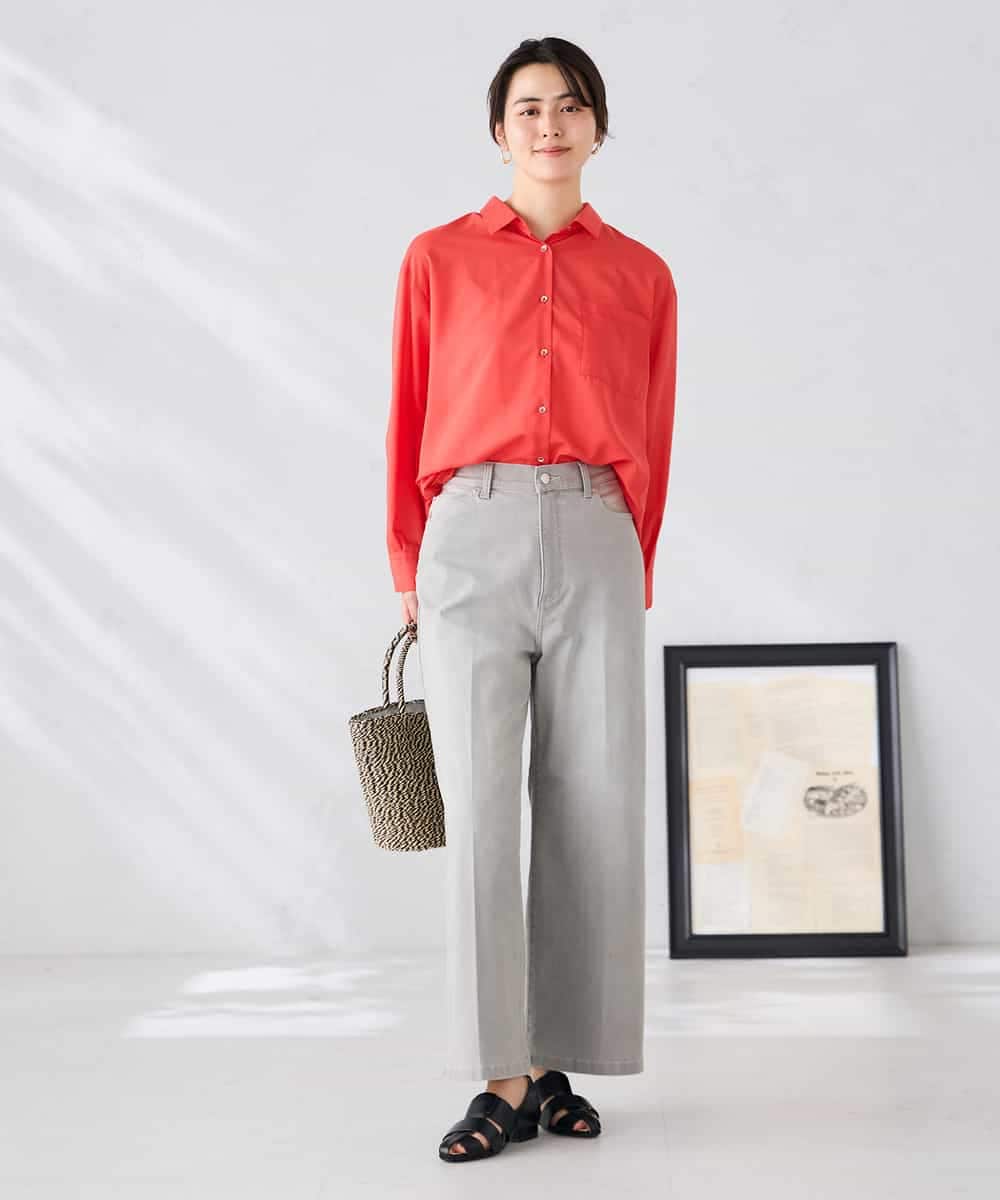 K2BGD15044 a.v.v(アー・ヴェ・ヴェ) バックタックシアーシャツ【接触冷感/イージーケア】 レッド