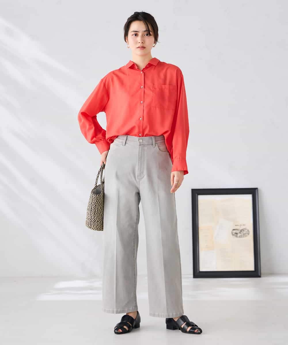 K2BGD15044 a.v.v(アー・ヴェ・ヴェ) バックタックシアーシャツ【接触冷感/イージーケア】 レッド