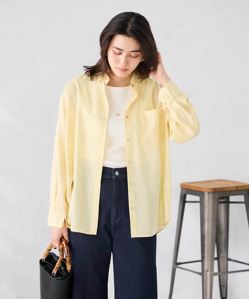 K2BGD15044 a.v.v(アー・ヴェ・ヴェ) バックタックシアーシャツ【接触冷感/イージーケア】 レッド